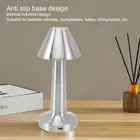 (Silver)LED Table Lamp 3W 3 Colors Stepless Dimming USB Rechargeable