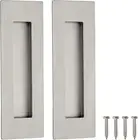 6 Inch Recessed Finger Flush Pulls for Pocket and Sliding Barn Doors, Brushed St