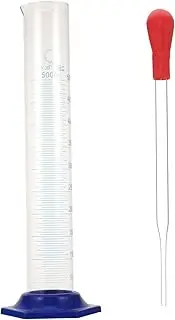 GANAZONO 2Pcs Glass Graduated Measuring Cylinder Set Thick Glassware with Dropper for Science Experiments High Heat Tolerance and Stable Design
