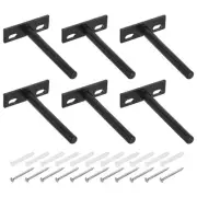6Pcs 4 Inch Wall Mounting Floating Shelf Bracket Hidden Shelf Support, Black
