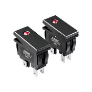 KCD3 DPST Boat Rocker Switch Red LED Black Metal Panel Boat Rocker Toggle Swi...