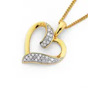 9ct Gold, Diamond Heart Pendant