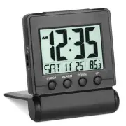 Small Folding Digital Travel Alarm Clock with Day/Month/Date/Indoor Temperatu...