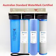 Whole House Water Filter System 20" x 4.5" Triple Big Blue 3 Stages Washable