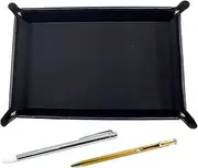 TRASB-701S-SV60KBP Japanese Grain Cowhide Leather Pen Tray Black Metal Instruction Bar and Slim 60 Ballpoint Pen Set Gold Set