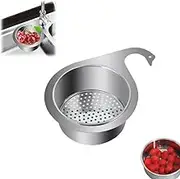1Pcs Stainless Steel Sink Drain Strainer Basket, 2024 New Multifunction Hanging Sink Strainer Colander Drain Basket, Kitchen Sink Food Waste Filter and Vegetables Fruits Clean,Corner Sink Strainer