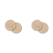 2x 2pc Nord Deco Wooden Coaster Home Kitchen Tabletop Serveware 10x10cm Flowers