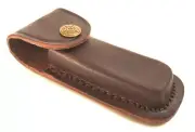 4" Brown Leather Belt Sheath Pouch for Folding Knife or Multi-tool