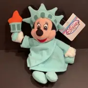 NEW Retired Disney Store Liberty Minnie Mouse 9-inch Mini Bean Bag Plush