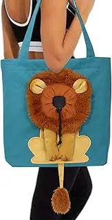 Dog Pet Carrier Bag Pet Canvas Shoulder Bag Kitten Carry Bag Cute Lion Animal Shoulder Bag with Extensive Cable for Mobile Phone, Lake-blue, Siehe Beschreibung