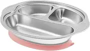 Baby Suction Plate Stainless Steel Infant Dinner Plate 3 Compartments Baby Feeding Dish Drop Resistant Dinner Tray