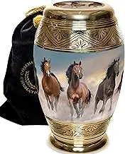 Wild Horses Cremation Urn for Ashes Adult Male - Personalized Cremation Urns for Human Ashes Adult Man Decorative Urns - Beautifully Handcrafted Horse Urns for Ashes Large Urn for Ashes Adult Male