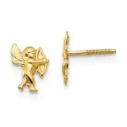 14k Gold Madi K Polished Cupid Screwback Earrings 0.32"