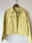 M&S WOMENS Cotton Rich Denim Jacket with Stretch YELLOW PALE GOLD Size 14