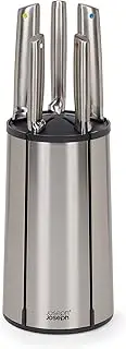 [Joseph Joseph] Elevate - Steel Knives Carousel 5-piece Set with Rotating stainless-steel knife block, Japanese stainless-steel blades, fingerprint-proof coating and non-slip base
