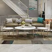 Nest of Tables Set of 3 Nesting Tables ，Modern Round Coffee Table Tea Table Marble Sofa Tables, with Sturdy Metal Frame, Easy Assembly(#3)