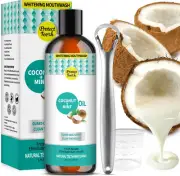 Coconut Pulling & Mint Oil Mouthwash with Tongue Scraper, Natural Coconut & Pepp