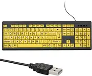 ACAGALA Wired USB Large Print Computer Keyboard for Low Vision Users High Contrast 104 Keys Letters for Old Men