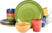 Gibson Home 12 Piece Color Vibes Assorted Dinnerware Set, NA
