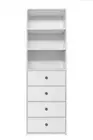 NNEDSZ GENEVA 3 SHELF 4 DRAWER BUILT IN WARDROBE - WHITE - SLIM - ROUND BLACK