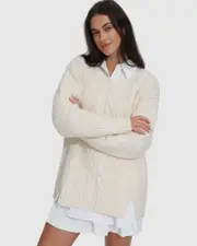 [Belle & Bloom] Perfect Me Oversized Crew Sweater - Beige