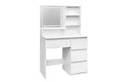 Makeup Vanity Table Dressing Desk White Dresser Modern Bedroom Furniture with Mirror LED Light Strip 4 Drawers 3 Compartments 3 Lighting Colours