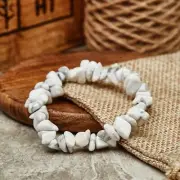 White Howlite Crystal Gemstone Bracelet Chips Jagged Natural Gift Present