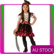 Girls Pirate Girl Costume Skull Crossbones Caribbean Kids Fancy Dress Book Week