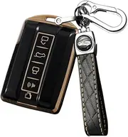 ontto TPU Car Key fob Cover Keyring Fit for Great Wall GWM WEY Tank 300 500 Tank300 Tank500 Smart Key case Holder Shell Bag Keychain Full Protection Auto Accessories 4 Buttons Black