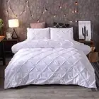Pintuck Duvet Cover with Pillowcases Bedding Bed Set (White, Double)