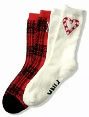 NIB VICTORIA'S SECRET PINK MARSHMALLOW CREW SOCKS 2 PAIRS WHITE & RED O/S