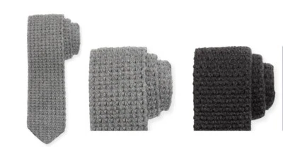 $285 Ermenegildo Zegna 100% Cashmere Gray / Charcoal Knit Tie Made in Italy Grey