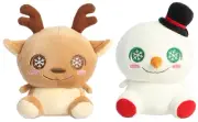 Aurora Squishiverse 5.5" Plush Bundle of 2, Snowman And Reindeer