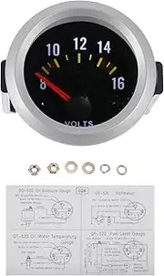 X AUTOHAUX 2" 52mm DC 12V Voltage Gauge Colorful Analog Voltmeter Gauge 8-16V 1 Pc Screw Kit Universal Car Voltage Meter Silver Tone Carbon Fiber Pattern White