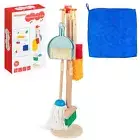 HELLOWOOD Kids Cleaning Set, 8pcs Housekeeping Play Set Includes Broom Mop Du...