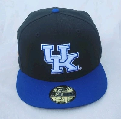 New Era 59Fifty University of Kentucky Fitted Hat Black Blue 7 3/4 NEW