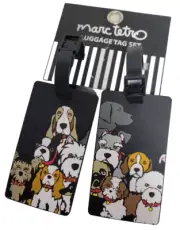 Marc Tetro Luggage Tags w Multiple Breeds Set of Two