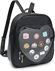 [RAINBOW SMILE] Ita Bag Backpack Heart Shaped Purse JK Uniform Black Pin Display Backpack for Anime Pins Display