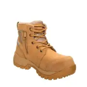 Rossi Women's 765 Side Zip Safety Toe Leather Safety Work Boots Wheat-Size 5