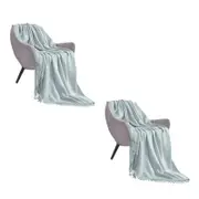 SOGA 2X Grey Acrylic Knitted Throw Blanket