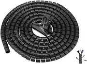Snokay Cable Management Sleeve - 5M Length, 10MM Diameter, Zip Clip, Flexible & Expandable Cord Bundler, Wire Wrap, Home & Office Wire Concealer.