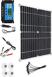 1Set Solar Cell Panel with Controller Portable Solar Charger for Car Battery and Devices for Camping and Outdoor Use Lightweight and Durable