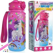 Mocoosy Decorate Your Own Water Bottle Kits for Girls, Unicorn & Mermaid Art Crafts Suppplies for Diamond Painting, DIY Personalized Water Bottle Kids Birthday Christmas Toys for Ages 4 6 8 10 12