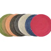 Non Slip 4pcs Round Jacquard-Weaved Placemats Set