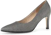 [Gabor] Dane Classic Mid Heel Leather Court Shoes in Silver Shimmer