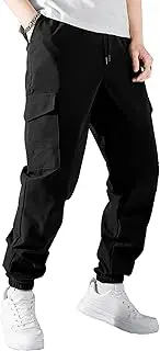 [Generic] Men's Loose Fit Vintage Outdoor Pants Comfort Drawstring Classic Trousers Retro Jogging Cargo Sweatpants