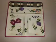 Oneida STRAWBERRY PLAID 3 Section Rectangle Platter Plate Serving Tray