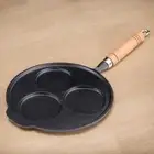 3 Hole Cast-Iron Fried Egg Pan W/Handle Omelette Pan for Hamburger Sandwiches