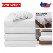 White 1000 Thread Count King Fitted Sheet Set – 4 PCS, Hotel Quality Microfiber