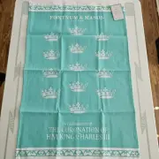 Fortnum Mason Coronation Tea Towel King Charles Crown Monarchy UK NWT